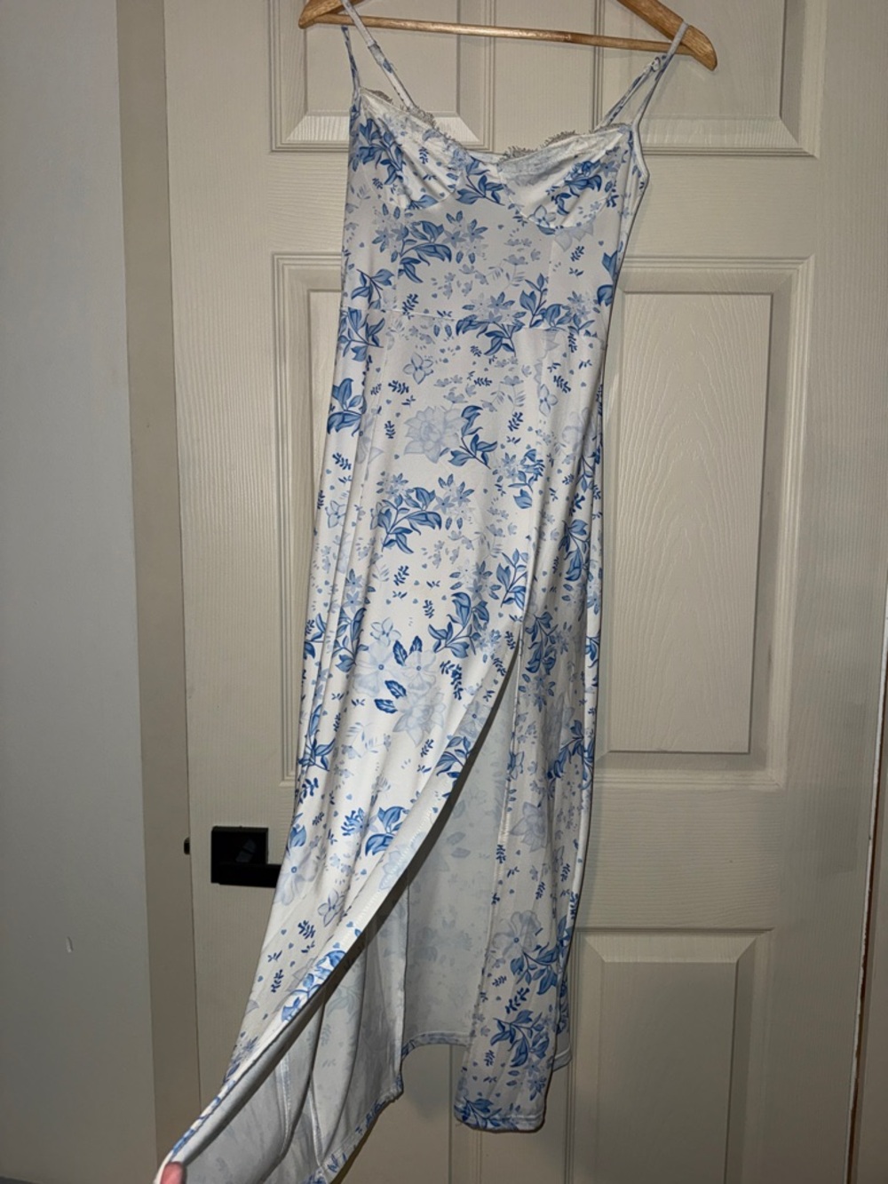 Blue and White Floral Slip Dress - Picture 3 of 3